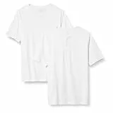 Amazon Essentials Camiseta de manga corta Henley de algodón con corte recto Hombre, Pack de 2, Blanco, XL