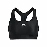 Under Armour Heatgear Mid Padless Shirt, Sujetador Deportivo para Mujer, Negro, S