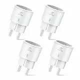 EIGHTREE Enchufe Inteligente Alexa Mini, 16A 3680W Enchufe Wi-Fi Medidor Consumo, Compatible con Alexa&Google Home, Tomada Inteligente Programable con Temporizador, Control Remoto por APP&Voz, 4 Pack