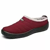 Mishansha Zapatillas de Estar por Casa Invierno Hombre Mujer Cálido Forro Pantuflas, Rojo 41