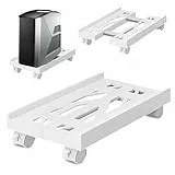SPORWAY Soporte para CPU para PC, Tamaño Ajustable Soporte para CPU, Soporte para PC Móvil con Ruedas Giratorias con Bloqueo, Carro de CPU Debajo del Escritorio (Blanco)