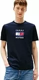 Tommy Hilfiger Camiseta de Manga Corta Hombre Linear Flag Graphic Regular Fit, Azul (Desert Sky), L