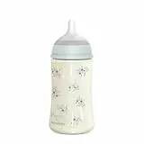 Suavinex, Biberón de 270 ml, con Tetina Fisiológica SX Pro de Silicona, con válvula Anticólico, de Flujo Medio (M), para Líquidos Densidad Media, Leche, Zumos o Agua. Bebés +3 Meses. Poetry, Azul