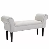 HOMCOM Banco Zapatero Banqueta con Brazos Tapizada Tipo Banco de Madera para Dormitorio Salón Recibidor 102x36x51cm Carga 130kg