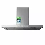 Cecotec Campana Extractora 90cm Tipo T Bolero Flux TT 908000 Slim Glass White A++. 210W, Succión 800m³/h, 3 Niveles de Potencia, Display Táctil, Filtro de Carbono Ø176, Control de Movimiento
