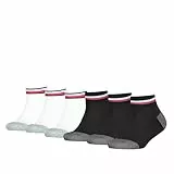 Tommy Hilfiger Iconic Sports Quarter Cuarto, Blanco/Negro, 35-38 (Pack de 6) Unisex niños