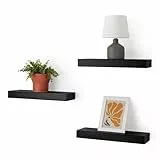 Amazon Basics - Estantes flotantes de Pared de Madera, Paquete de 3, Negro, 40,13 x 12,7 x 4,57 cm