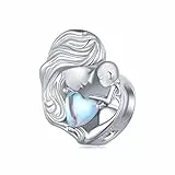 Abalorios de piedra lunar de plata de ley 925 para madre e hija para pulseras Pandora, regalo de joyería para mujeres y niñas