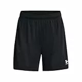 Under Armour Challenger Knit Short Pantalones cortos de mujer, ligeros pantalones cortos deportivos para correr o jugar al fútbol, color negro/blanco