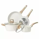 CAROTE - Batería de cocina antiadherente apta para todo tipo de fogones y placas de inducción, juego de 6 piezas con sartenes, cacerolas y ollas