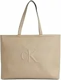 Calvin Klein Bolso Tote Mujer Sculpted Slim con logotipo, Gris (Crockery), Talla Única
