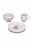 Sterntaler Emmi Girl - Vajilla infantil de porcelana, 3 piezas, juego de desayuno, vajilla para bebé, color blanco