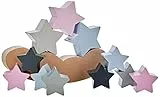Selecta- Cielo estrellado, juguete apilable de madera, 12 piezas, Color carbón (Schmidt Spiele 64020) , color/modelo surtido