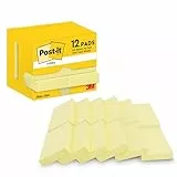 Post-it Notas Canary Yellow - Paquete de 12 Blocs, 100 Hojas por Bloc (38 mm x 51 mm) - Color Amarillo - Notas Autoadhesivas para Listas de Tareas y Recordatorios