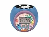 LEXIBOOK, Disney Stitch, Reloj Despertador con proyector, función de repetición y Alarma, luz Nocturna con Temporizador, Pantalla LCD, Funcionamiento a Pilas, Azul, RL977D