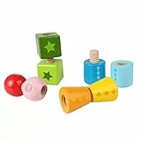 Hape Apilar y Enroscar Formas | Juguete Educativo de Madera | Desarrollo de Motricidad y Reconocimiento de Formas | A Partir de 18 Meses