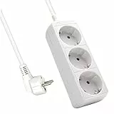 Ewent EW3958 Regleta con 3 Tomas, Blanco, 1.5 m