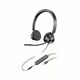 Auricular Poly Blackwire 3325 con cable - Brazo de micrófono flexible - Estéreo de alta fidelidad - Uso con PC/Mac/dispositivos móviles - Certificado para Microsoft Teams