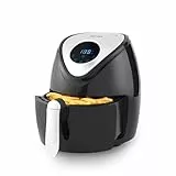 Petra PT4221VDEEU7 Freidora De Aire Eléctrica Sin Aceite, Convección de Aire Caliente, 4,5 Litros, Recipiente Antiadherente, Temporizador De 30 Minutos, 7 Funciones, Pantalla Táctil, 1300 W, Negro
