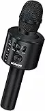 BONAOK Micrófono de Karaoke Bluetooth inalámbrico, 3-en-1 portátil de Mano Karaoke Mic Regalo de cumpleaños Home Party Altavoz Máquina para Android/iPad, PC Smartphone (Q37 Negro)
