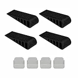 Relaxdays Tope, Set de 4, Cuña Puertas Autoadhesiva, Antideslizante, Sujetapuertas Suelo, 3 x 5 x 13,5 cm, Negro, 4 Unidades