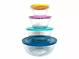 pyrex Cuencos de vidrio para mezclar más de 100 años, 8 piezas mejorados (edición limitada), tapa de colores surtidos