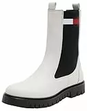 Tommy Jeans Botines Chelsea Mujer de Piel, Blanco (Ecru), 38 EU
