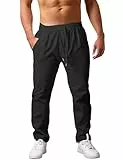 Voqeen Pantalones Lino para Hombre Colores Sólidos Pantalones de Playa Sueltos Ligeros Cordón Jogger Pantalones de Yoga con Bolsillos Uso Diario