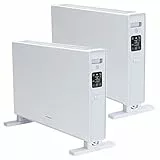 Aigostar Convector Eléctrico, 2000W, Silencioso, Control Táctil + Mando a Distancia, Calefactor Convector, 3 Niveles de Potencia, Modo ECO, Termostato Regulable, 5-50℃, Temporizador 24H, 2 Unidades