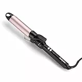 BaByliss Tenacilla 32 mm - Rizador de pelo, Barril Pro Satin Touch, 10 ajustes de temperatura, Calentamiento rápido, Rizos sin encrespamiento, Ondas duraderas, Soporte integrado – Negro y rosa, C332E