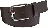Tommy Jeans Cinturón de Piel para Hombre Austin 3.5, Marrón (Dark Brown), 80 Cm