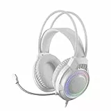 Mars Gaming MH124, Auriculares Gaming FRGB Rainbow, Diseño Ergonómico, Micrófono Flexible, Control de Volumen, Windows, Linux, Mac, PS4, PS5, Xbox One, Xbox Series X|S, Switch, Switch 2, Blanco