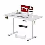 SANODESK QS1 110 x 54 cm Escritorio Elevable Eléctrico con un Tablero Entero Mesa de Elevable Eléctrico Escritorio Regulable en Altura Telescópico Bidireccional con Control de Memoria (Blanco)