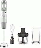 Moulinex QuickChef DD655D Batidora de Mano 1000 W, Regulador de 10 Velocidad Turbo, 3 Accesorios para Picar y Montar y Vaso Medidor, Cúpula Antisalpicaduras, Acero