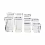 Amazon Basics 10 Recipientes Herméticos para Almacenar de Alimentos, Plástico sin BPA, Transparente, 3,1L x 2, 2,4L x 2, 1,8L x 2, 1,1L x 2, 0,47L x 2