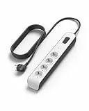 Belkin Regleta de enchufes de 4 tomas con protección contra sobretensiones, ladrón con 4 enchufes de CA protegidas, 525 julios, cable de 2 metros, multiplicador de enchufes con protección eléctrica