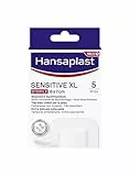 Hansaplast Apósitos Sensitive XL, apósitos para la protección de heridas medianas a grandes, parches hipoalergénicos y estériles sin látex, 1 paquete de 5 unidades de 6 x 7 cm