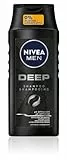 NIVEA MEN Deep Champú para hombres, contra el cabello graso con carbón activado, revitalizante para una sensación de frescura duradera, champú vegano para limpieza profunda (250 ml)