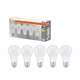 Osram Lámpara LED Base Classic A, casquillo E27, Blanco cálido, 2700 K, 8, 50 W, recambio para bombillas de 60 W 5 piezas