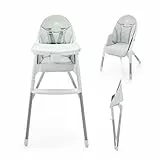 Kinderkraft DINNLY Trona bebé, Silla Infantil, Trona portatil, Tronas de bebé baratas, Bandeja Ajustable, Fácil de limpiar, para niños, 20kg, Gris claro
