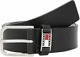 Tommy Jeans Cinturón Hombre Scanton 3,5 cm con hebilla de espiga, Negro (Black), 105 cm
