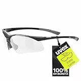 Uvex sportstyle 223, gafas deportivas unisex, de espejo, comodidad sin presión y sujeción perfecta, black grey/clear, one size