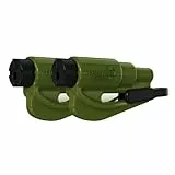 resqme 2 Unidades, la Herramienta de Escape de Coche con Llavero de Emergencia Original, Cortador de cinturón de Seguridad 2 en 1 y rompeventanas, Martillo de Seguridad Compacto, Ejercito Verde