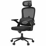 SIHOO M102C Silla ergonomica Escritorio, Silla de Oficina Grande y Alta con reposabrazos Plegables, Soporte Lumbar Ajustable Silla Escritorio, Silla Oficina ergonómica para Uso doméstico - Negro