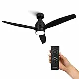 Mellerware - Ventilador de Techo con Mando a Distancia Brizy Bright | 30 W | 6 Velocidades | Ultra silencioso | 3 Aspas 132 de Diámetro | Función Verano-Invierno | Temporizador | LED | Black
