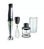 Braun Minipimer 7025 - Batidora de mano, 1000W, 3 accesorios (Minipicadora 350ml, varillas, vaso medidor 600ml), velocidad automática, tecnología Active Blade