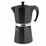 Orbegozo KFN 1210, Cafetera italiana, 12 tazas de capacidad, apta para cocinas a gas, eléctricas y vitrocerámicas, asa ergonómica, válvula de seguridad, fácil de limpiar, color negro
