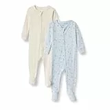 Amazon Essentials x Sofia Grainge Pijama Ceñido de Algodón con Pies Unisex Bebés, Pack de 2, Gansos/Marfil, 18 meses