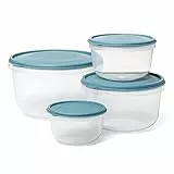 TATAY Set de 4 Fiambreras de Alimentos (1 x 0.3L, 1 x 0.6L, 1 x 1.2L, 1x 2.2L), Tapa Flexible, Libre de BPA, Aptos para Microondas, Lavavajillas y Congelador, Azul
