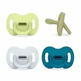 Suavinex, Pack 4 Chupetes Todo Silicona, para Bebés 0/6 Meses y Recién Nacidos, con Tetina Fisiológica SX Pro, Súper Blandito y Flexible, Ideal para Dormir, Respeta Desarrollo Bucodental, Azul, Verde